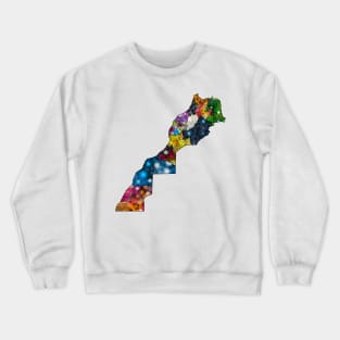 Spirograph Patterned Morocco Regions Map Crewneck Sweatshirt